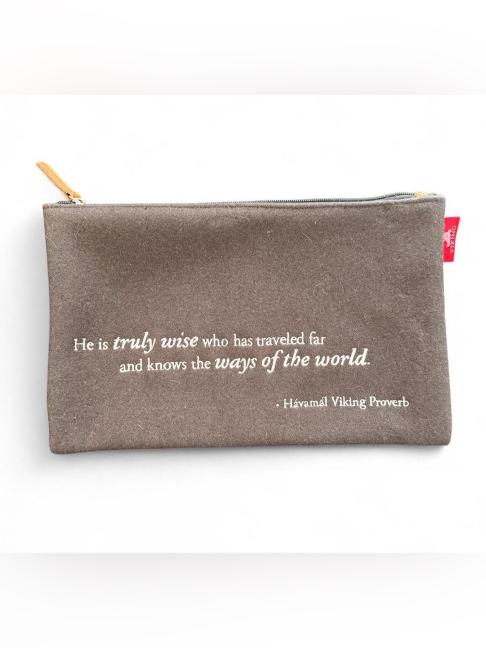 VIKING cruise lines heavy weight felted travel bag. Embroidered quote on front.